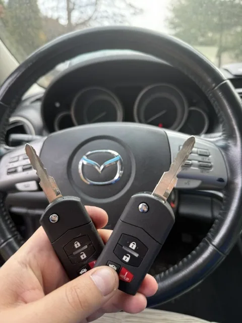 Mazda flip keys cut and programmed at the vehicle