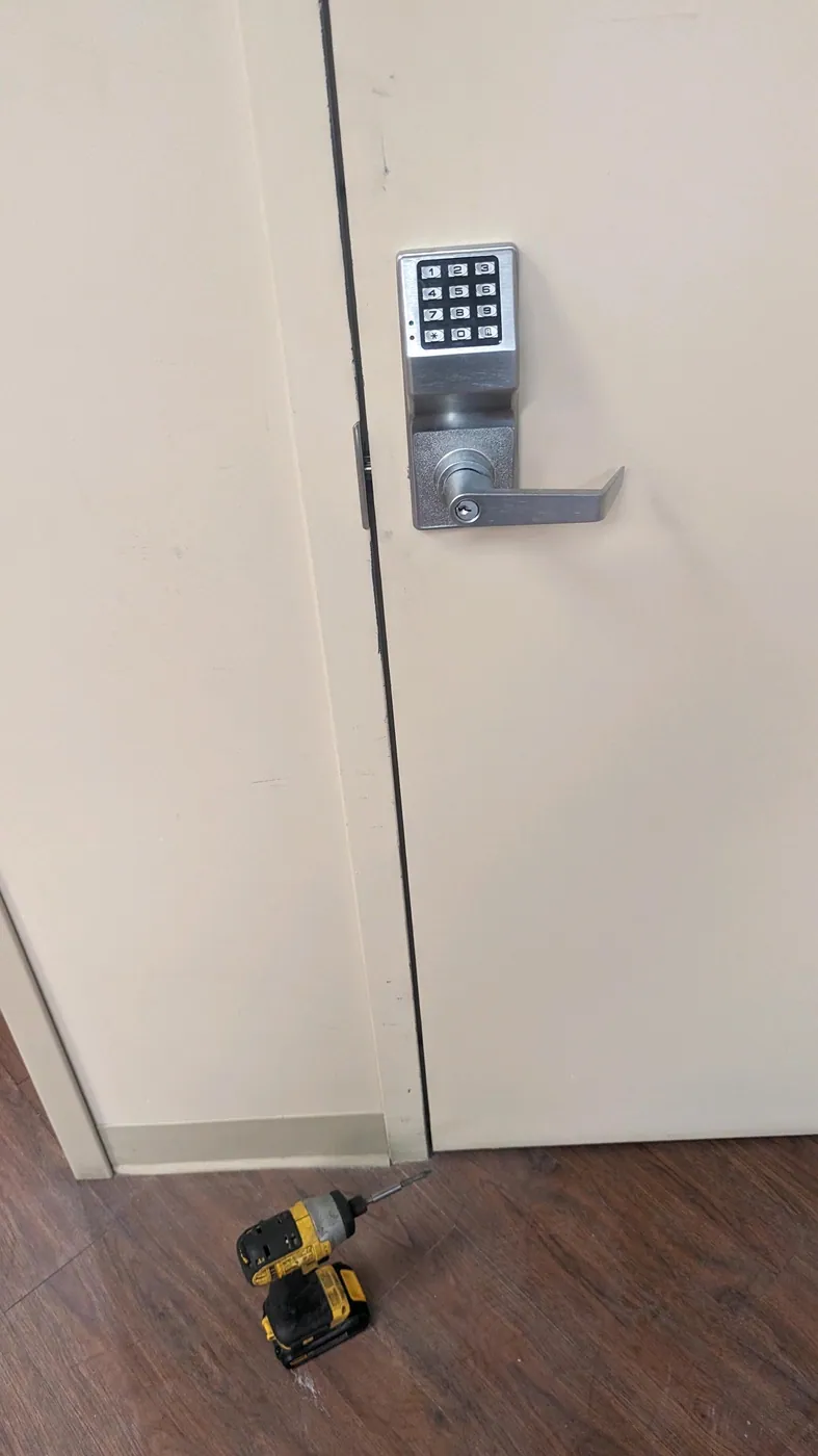 Trilogy access-control keypad lock installed